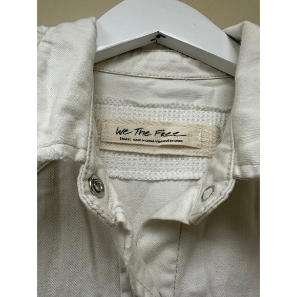 We the Free Size Small Over size 100% Cotton Off White Cream Button Down Top - Picture 3 of 14